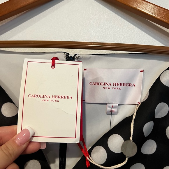 Carolina Herrera Puff Slv Wide V Neck Dress - Picture 4 of 7